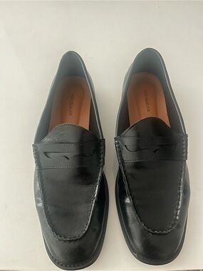 Black Leather Penny Loafers - Peche